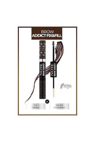Note Cosmetics Brow Addict Fix&Fill Kaş Farı ve Maskarası 2'si 1 Arada - 04 Grey Brown