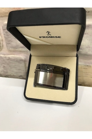 Promise Marka Koyu Gri Füme Gazlı Kişiye Özel Çakmak