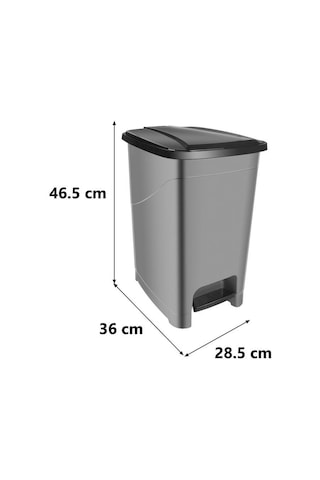 Omnipazar Srl-3029 Slim Pedallı Plastik Çöp Kovası İç Kovalı 25 Lt Antrasit