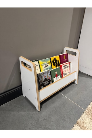 Montessori Mdf Çok Kullanışlı Beyaz Kitaplık
