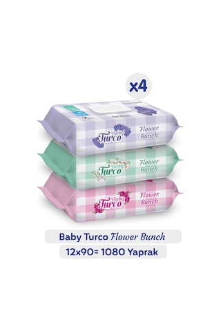 Baby Turco Flower Bunch Islak Havlu 12X90 (1080 Yaprak)