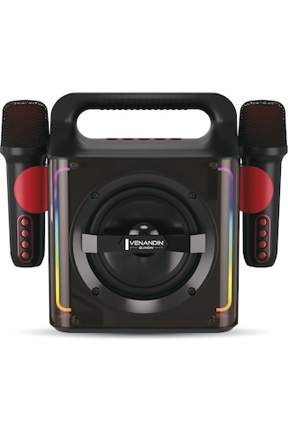 Venandin Stormbox Karaoke Çift Mikrafonlu Speaker Çift Mikrofonlu Taşınabilir Hoparlör