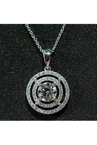 925ayar Gümüş Geometrik Zirkon Taşlı Kolye