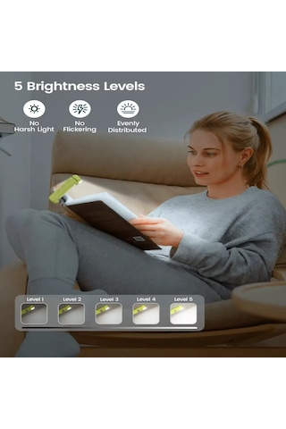 Glocusent Ayarlanabilir 5 Farklı Renk Sıcaklığı Led Kitap Okuma Işığı - Gül Kurusu