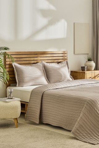 Kaşmir Home Amelia Çift Kişilik Yatak Örtüsü Takımı Bej Bej