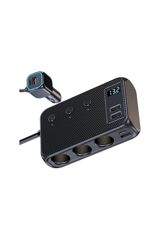Araç Çakmaklık Çoğaltıcı Usb Type-c Şarj Aleti Mt-a9875