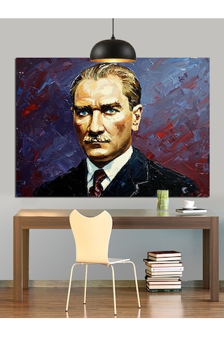 Mustafa Kemal Atatürk Portresi Dekoratif Kanvas - Mdf Ahşap Tablo