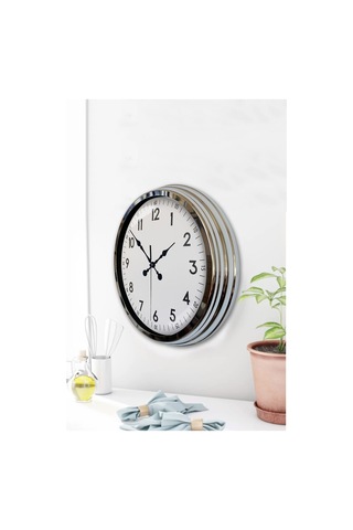 Modern Klasik 40 Cm Krom Metal Duvar Saati Diğer