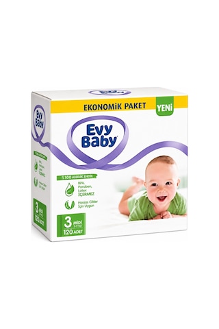 Evy Baby Bebek Bezi 3 Beden 5-9 Kg Midi 120 Adet 3 Numara