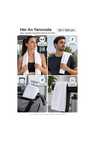 Spor Antrenman Fitness Havlusu 30x100 CM %100 Pamuklu 0 - 1 Yaş