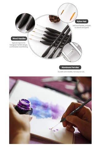 15 Parça Detay Boya Fırça Seti Akrilik Sulu Boya Yağlı Boya İçin