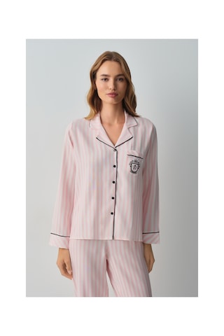 Suwen Emily Gömlek Yaka Pijama Takımı Wsh10510011919 Pembe