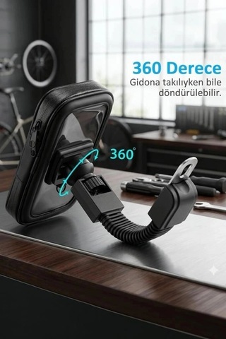 Delux Serisi Torima Telefon Tutucu Jx100 Siyah Scooter Aksesuarı Ulaşım Gereci Dokunmatik Kılıf