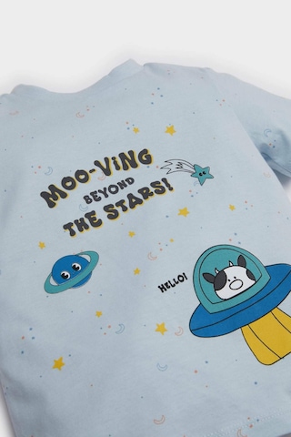 DeFacto Erkek Bebek Pijama Takımı Baskılı Kısa Kollu Penye Üst Beli Lastikli Şort E1184A525HSBE343 Mavi