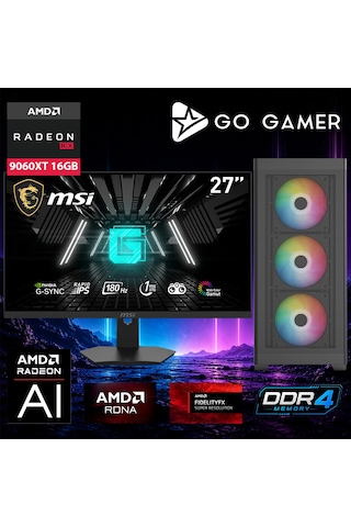 Go Gamer E771D i9-14900KF 32 GB 1 TB SSD RX9060XT 16 GB 27" Free Dos Oem Paket Masaüstü Oyuncu Bilgisayarı