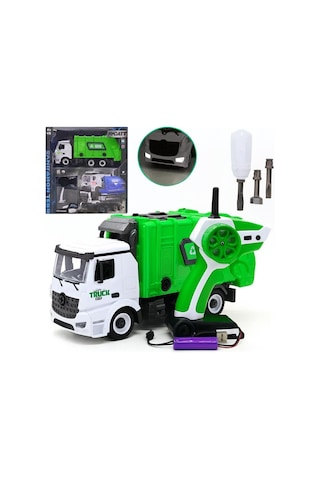 Ctoy Constructo Rc Sök-tak Çöp Kamyonu Usb Şarjlı 1:18 Mühendislik Oyuncak + 2.4 Ghz Kumanda Yeşil