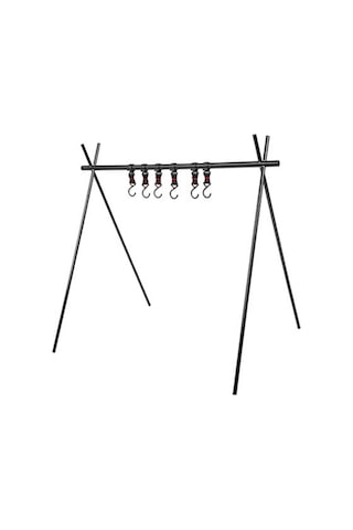 Springsun Kamp Ve Ev İçin Alüminyum Çekirdekli Katlanabilir Üçgen Askı, Çadır Çekmecesi, Çamaşır Asma Ve Eşya Tutucu Küçük Boy Siyah