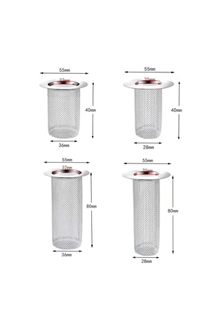 Fosenze 304 Paslanmaz Çelik Su Tüpü Filtresi - 4 Farklı Boyut, Saç Ve Artık Engelleme, Tıkanıklığı Önleme, Banyo/mutfak Uyumlu Diğer