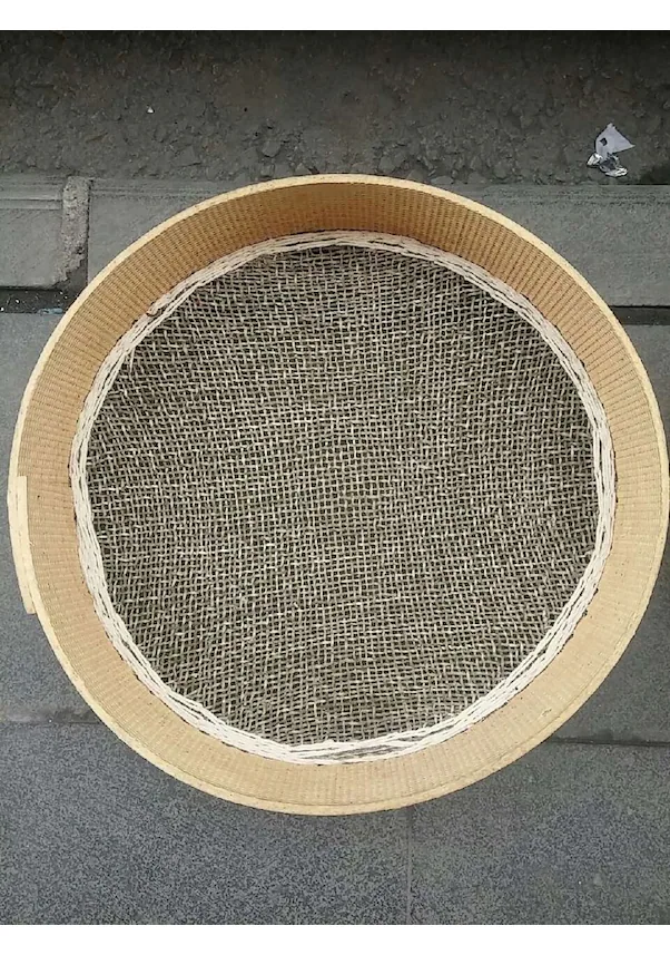 47x47 Cm Deri Tabanlı Kalbur Elek Nostalji Buğday Eleği Hakiki Deriden Ahşap