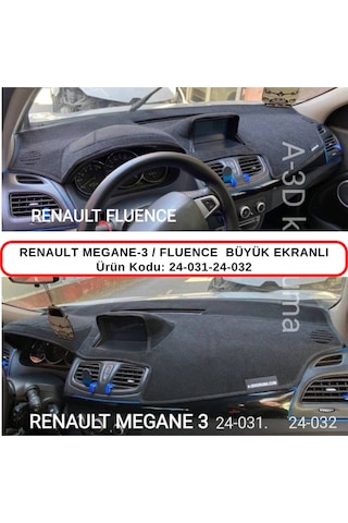 RENAULT MEGANE 3 / FLUENCE BÜYÜK EKRANLI TORPİDO  KORUMASI / HALISI / ÖRTÜSÜ