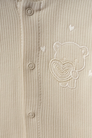 Bebitof Heart Pattern 5 Parça Yenidoğan Bebek Hastane Çıkışı Zıbın Seti %100 Pamuk Ekru