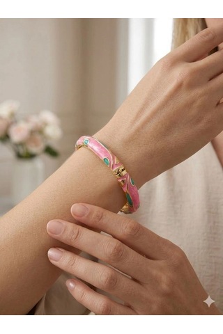 Sweet Pink Mine İşlemeli Kelepçe Bileklik - Kbl0455 Çok Renkli