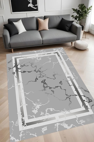 Rovigo Home Dijital Baskı Yıkanabilir Kaymaz Taban Salon Halısı Ve Yolluk Rvg0922-fnl153 Gri