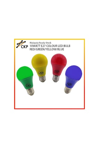 1'er Adet Toplamda 4 Tane Sarı, Kırmızı, Mavi, Yeşil Renk 10 Watt E27 Duy Led Ampul, 4'lü Renkli Ampul
