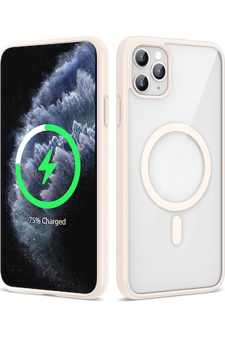 Zore Apple Uyumlu iPhone 11 Pro Max Kılıf Magsafe Wireless Şarj Özellikli Silikon Ege Kapak - Pembe