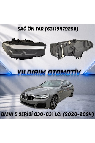 Yıldırım Oto Bmw 5 Serisi Sağ Ön Far 2020-2024 Arası 63119479258 1 Adet