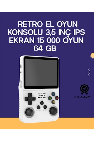 R36s Retro El Konsolu 64 Gb - 15.000 Oyun, Geniş Platform Desteği, 3.5' Ips Ekran