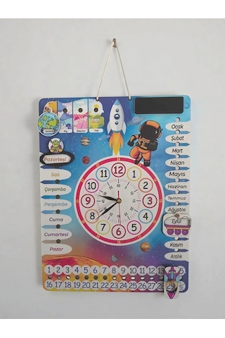 Gezegen Temalı Çocuk Odası Duvar Saati - Gerçek Saatli Duvar Takvimi