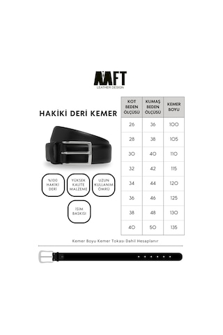 Mft Leather Hakiki Deri Erkek Kemer Saraç Dikişli, 4 Cm, Lacivert 7602 Lacivert