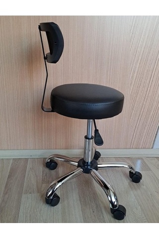Tr Ofis Kasiyer Taburesi Metal Ayak Tekerlekli Sırt Dayama Eczane Laboratuvar Büro Çalışma Koltuğu Genel