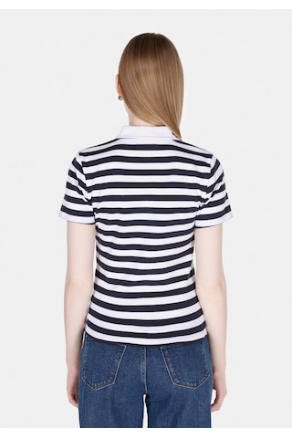 Colin's Colins Slim Fit Polo Yaka Çizgili Kadın Beyaz Kısa Kol Tişört Cl1073835 Q1.v2 Wht Beyaz