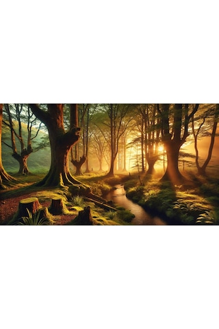 Doğa Ve Manzara Gizemli Orman 02 Çerçevesiz 90x60cm Pvc Tablo