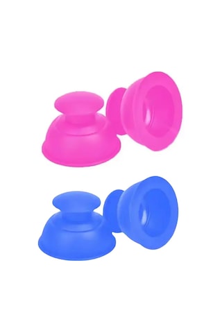 Vantuz Silikon Selülit & Masaj Kupası 4'lü Set Mavi-pembe Renk