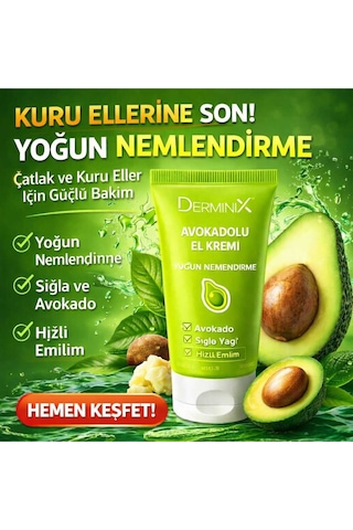 Avokadolu El Kremi 50 Ml Yoğun Nemlendirici, Hızlı Emilim, Kuru Eller İçin