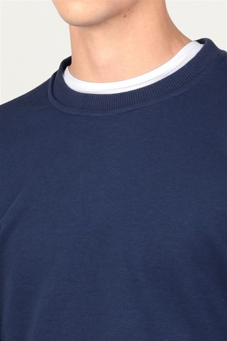 Tudors Bisiklet Yaka Basıc Unisex Sweatshirt Lacivert