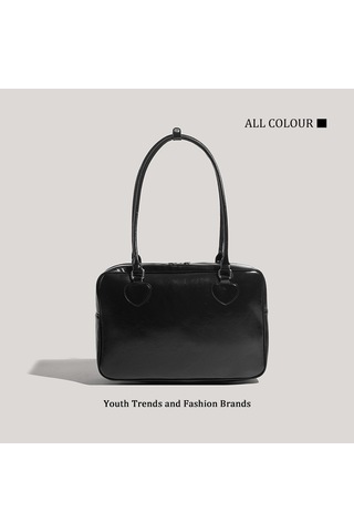 Charhp&kejnt Sonbahar Ve Kış Modası Boston Çanta Her Şeye Uygun Tote Çanta Retro Omuz Çantası Siyah