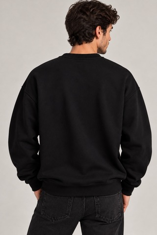 Gıovera Y Jaguar Premium Oversize Erkek Sweatshirt %100 Pamuk Siyah