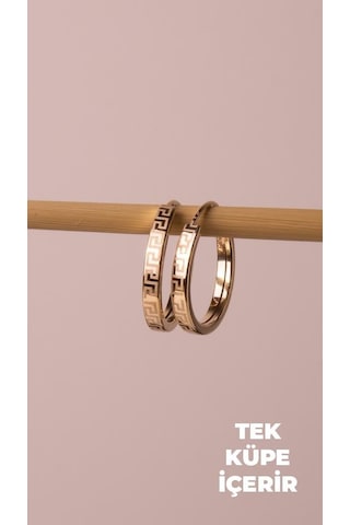 Altın Tek Düz Desenli Halka Küpe 1.6 Cm Gizli Kilit
