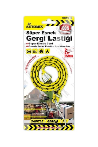 Süper Esnek Gergi Lastiği - 2 Metreye Kadar Esner Bagaj Tavan Sarı