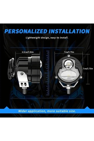 Motion003 1 Bilgisayar Kamyon Araba Led Sis Farı Yüksek Düşük Işık Kehribar Beyaz İki Renkli Motokros Lazer Spot