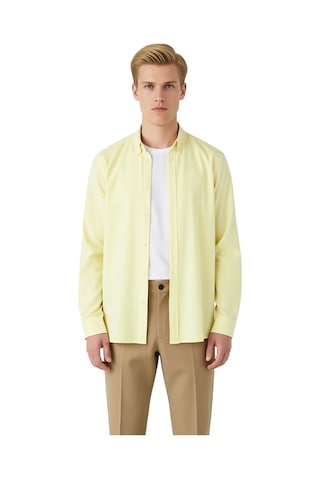 Ersefa Unisex Günlük Stilin Vazgeçilmezi Regular Fit Pamuklu Keten Görün sarı