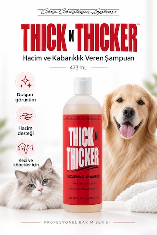 Chris Christensen Thick N Thicker Hacim Ve Kabarıklık Veren Kedi Köpek Şampuanı 473 Ml
