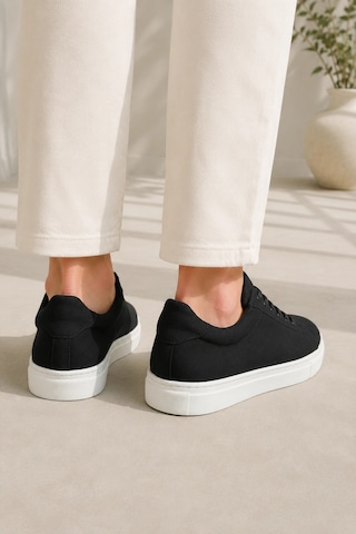 Mevese Austin Bağcıklı Cilt Erkek Günlük Sneaker Ayakkabı - Siyah Beyaz Süet