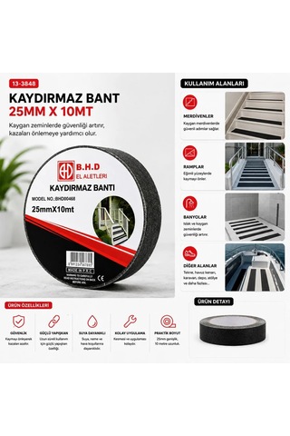 Jenerik Kaydırmaz Bant 25 Mm X 10 M Siyah