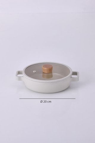 Neoflam Fika Cam Kapaklı Alüminyum Sahan 20cm Bej