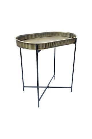 Standlı Oval Tepsili Sehpa Altın Rengi